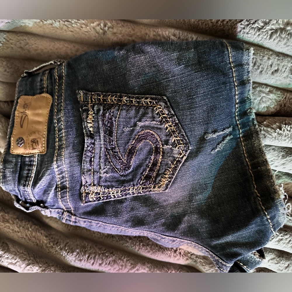 Silver jean shorts